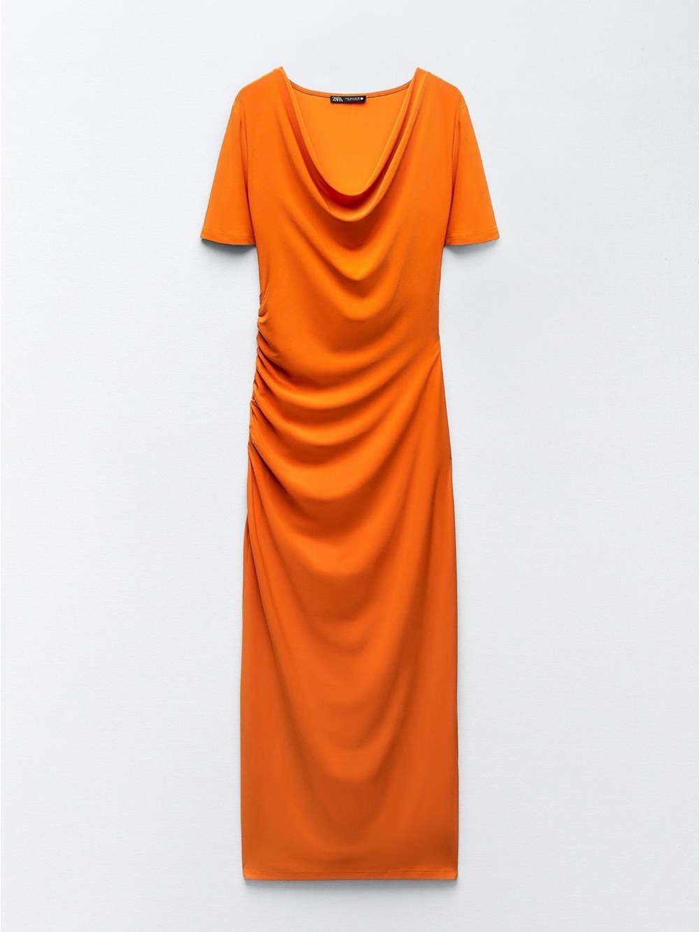 ZARA FLOWY DRAPED FITTED DRESS